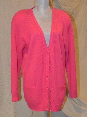 Vintage Gantos Pink Angora Lambswool Cardigan Sweater Medium